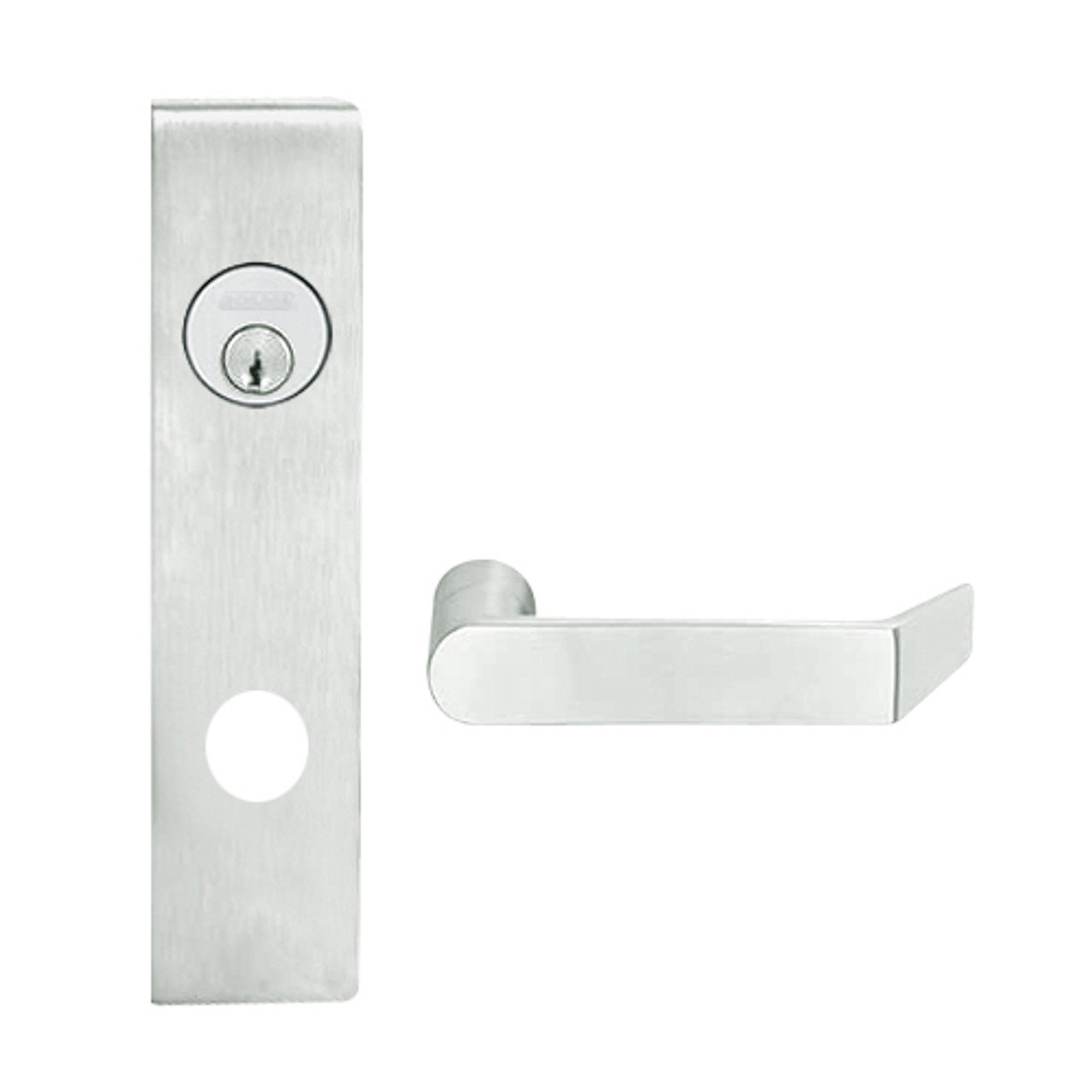 L9026L-06L-619 Schlage L Series Less Cylinder Exit Lock with Cylinder Commercial Mortise Lock with 06 Cast Lever Design in Satin Nickel