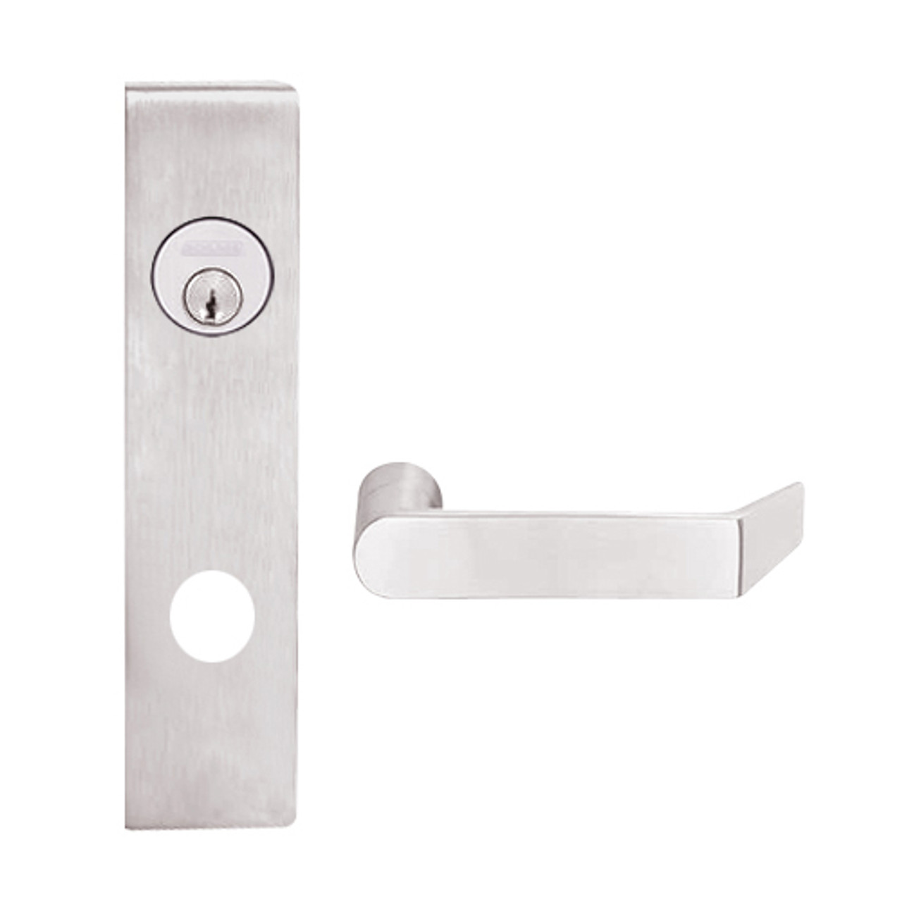 L9026L-06L-629 Schlage L Series Less Cylinder Exit Lock with Cylinder Commercial Mortise Lock with 06 Cast Lever Design in Bright Stainless Steel