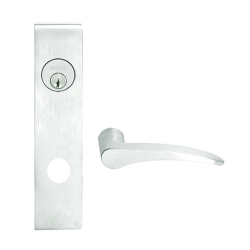 L9026L-12L-619-LH Schlage L Series Less Cylinder Exit Lock with Cylinder Commercial Mortise Lock with 12 Cast Lever Design in Satin Nickel