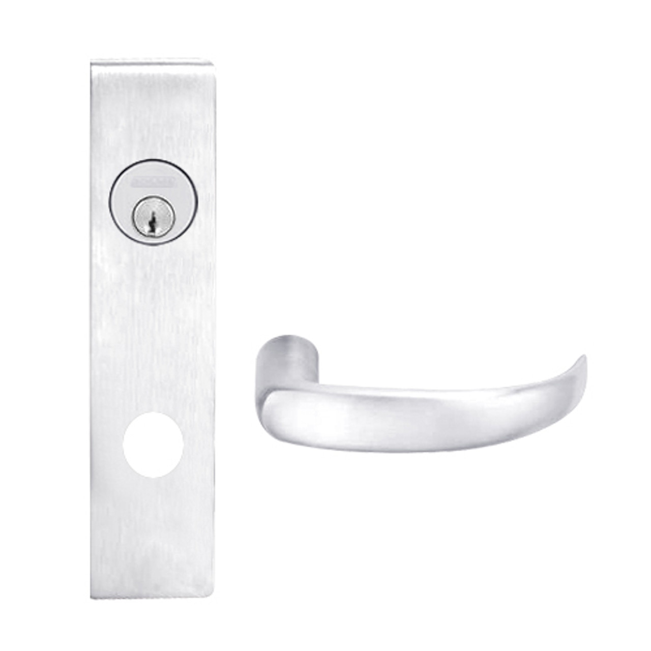 L9026L-17L-625 Schlage L Series Less Cylinder Exit Lock with Cylinder Commercial Mortise Lock with 17 Cast Lever Design in Bright Chrome