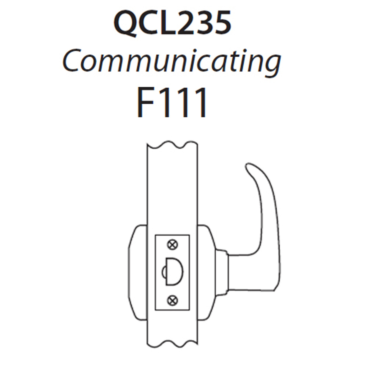 QCL235E605FR4118F Stanley QCL200 Series Cylindrical Communicating Lock with Sierra Lever in Bright Brass
