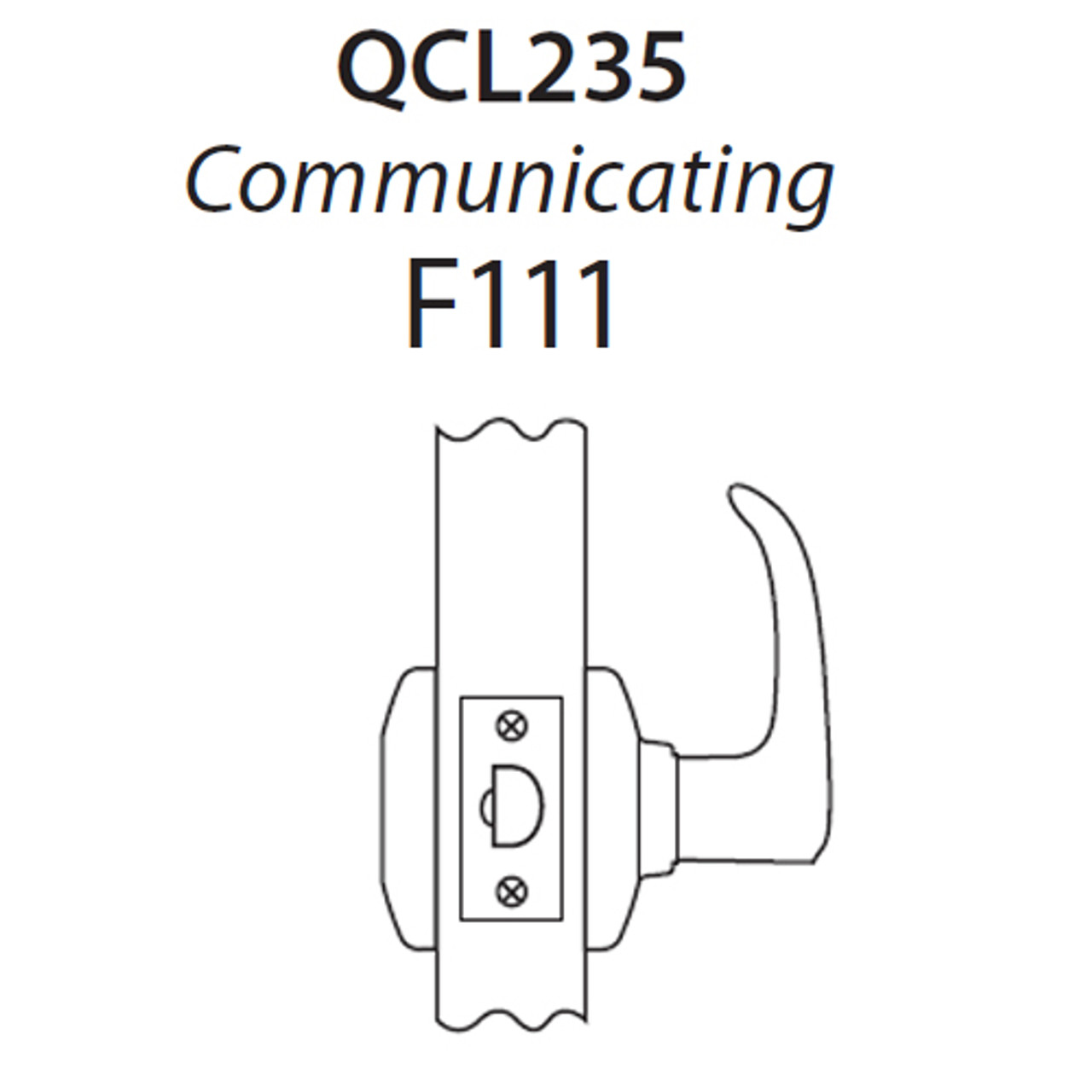 QCL235E605NOL478S Stanley QCL200 Series Cylindrical Communicating Lock with Sierra Lever in Bright Brass