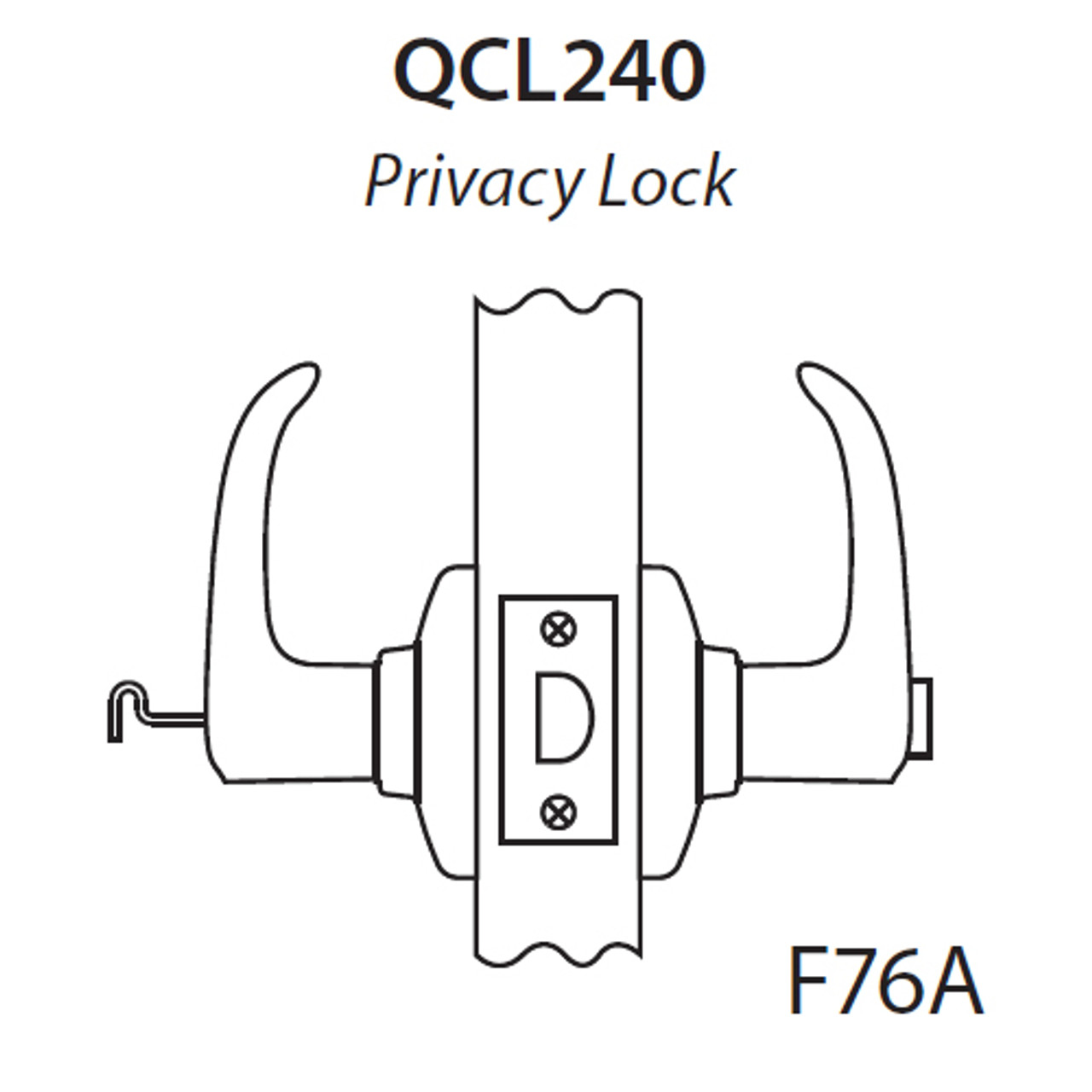 QCL240E605NS8118F Stanley QCL200 Series Cylindrical Privacy Lock with Sierra Lever in Bright Brass