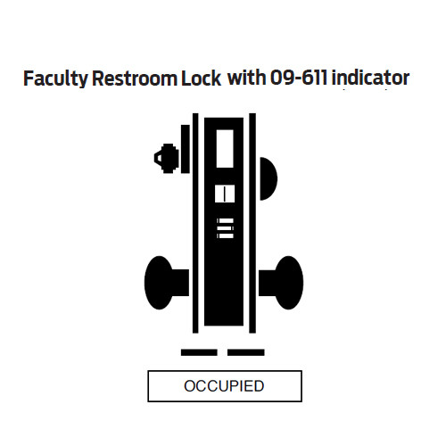 L9486R-12A-626-RH, Schlage Faculty Restroom with Indicator, Mortise Lock, 12 Lever, A Rose, FSIC Prep, Satin Chrome Finish