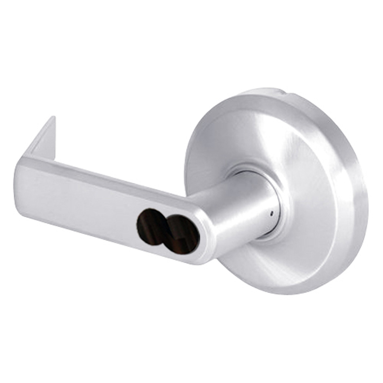 QCL271E625S5118FLC Stanley QCL200 Series Less Cylinder Storeroom Lock with Sierra Lever Prepped for SFIC in Bright Chrome Finish