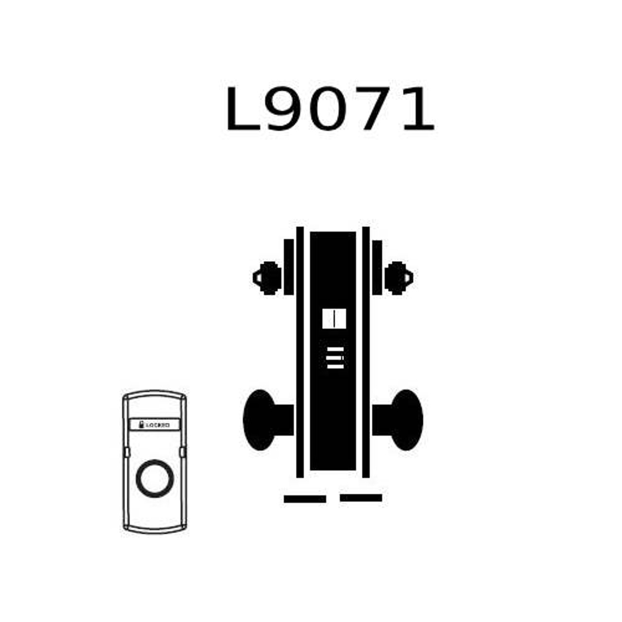 L9071L-02B-613 Schlage L Series Less Cylinder Classroom Security Commercial Mortise Lock with 02 Cast Lever Design in Oil Rubbed Bronze