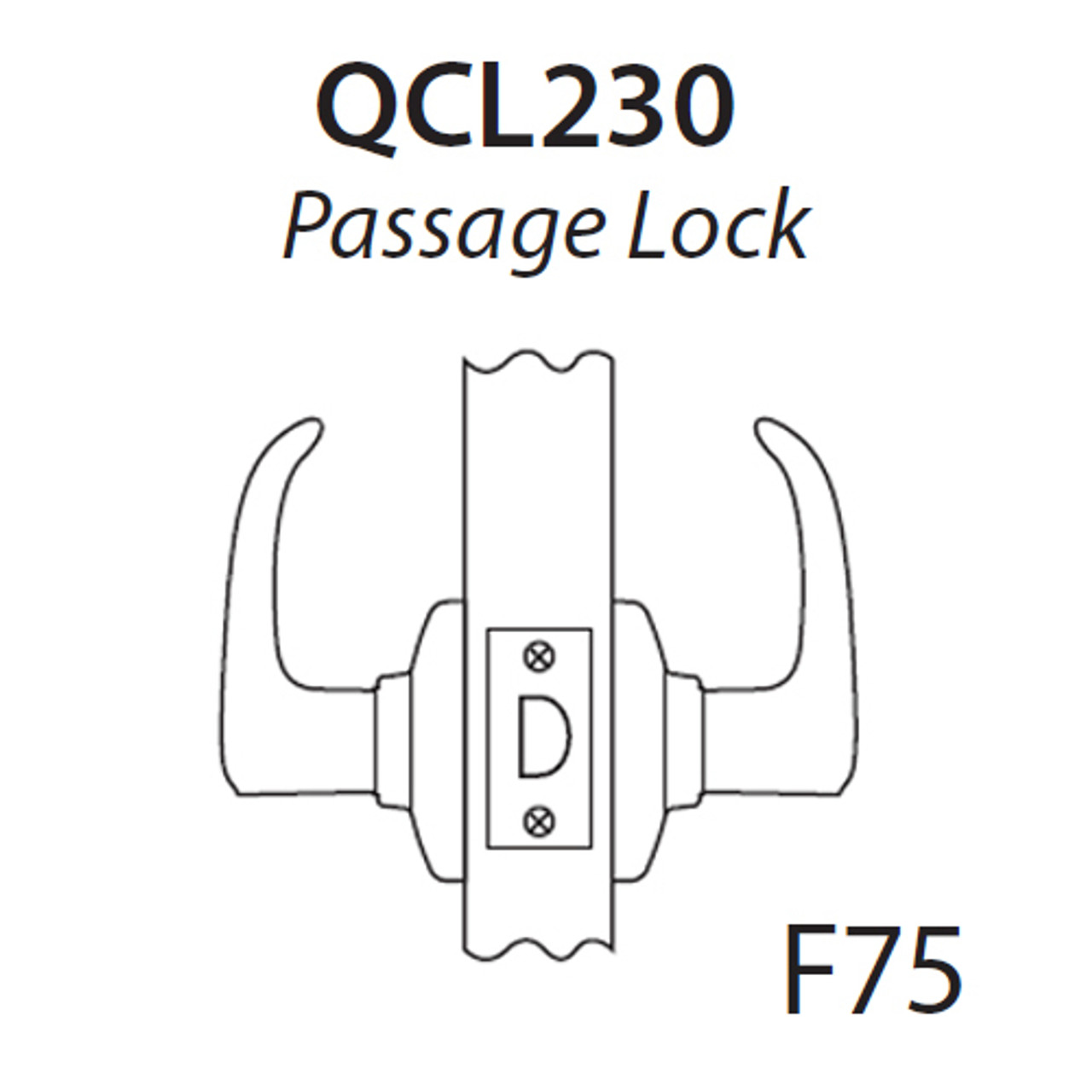 QCL230M605FR4FLS Stanley QCL200 Series Cylindrical Passage Lock with Summit Lever in Bright Brass