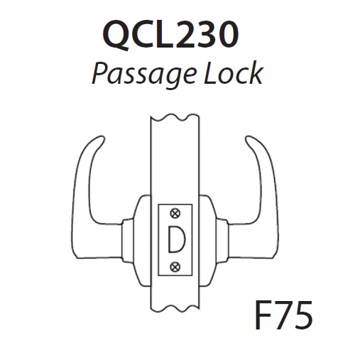 QCL230M605S5FLS Stanley QCL200 Series Cylindrical Passage Lock with Summit Lever in Bright Brass