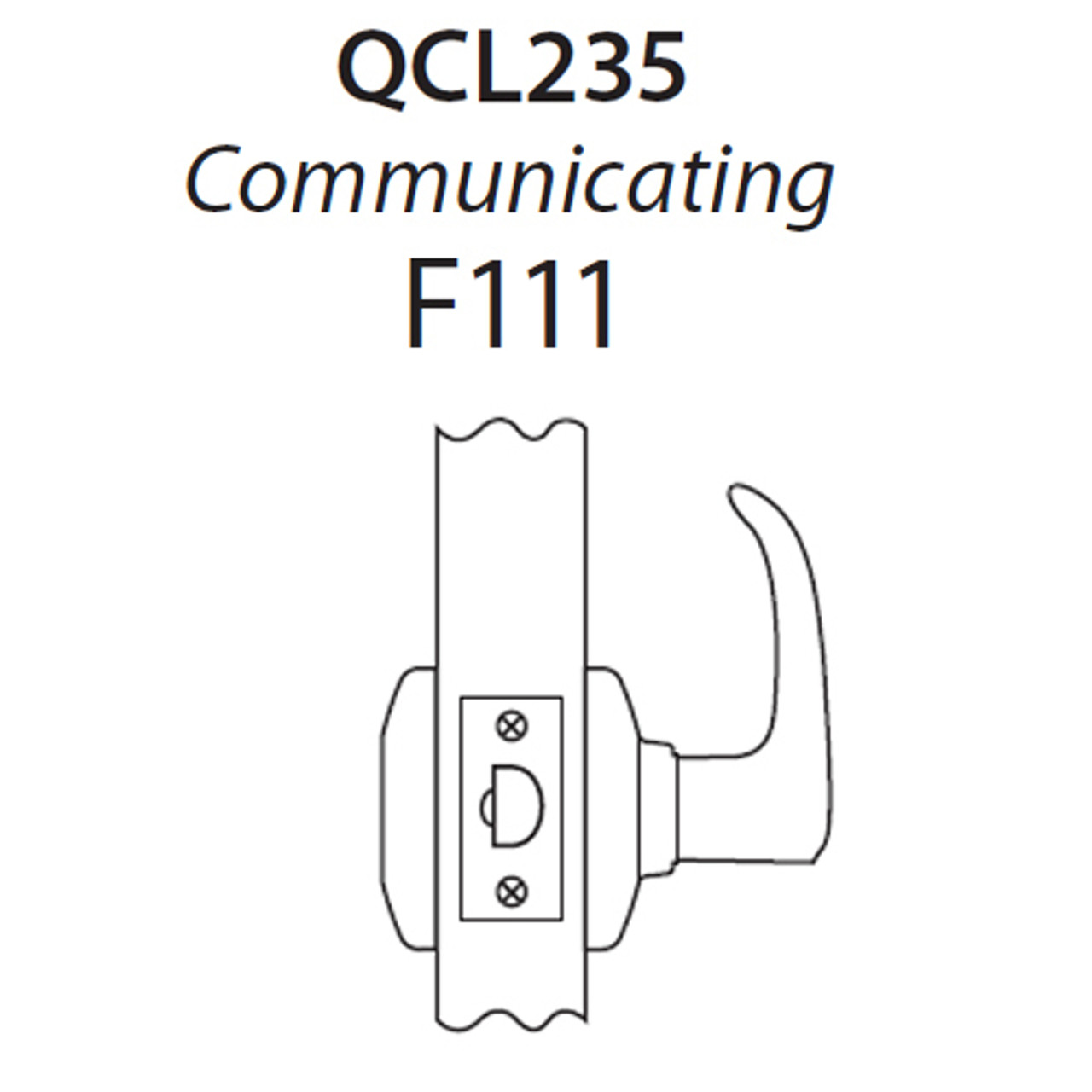 QCL235M605FR4118F Stanley QCL200 Series Cylindrical Communicating Lock with Summit Lever in Bright Brass