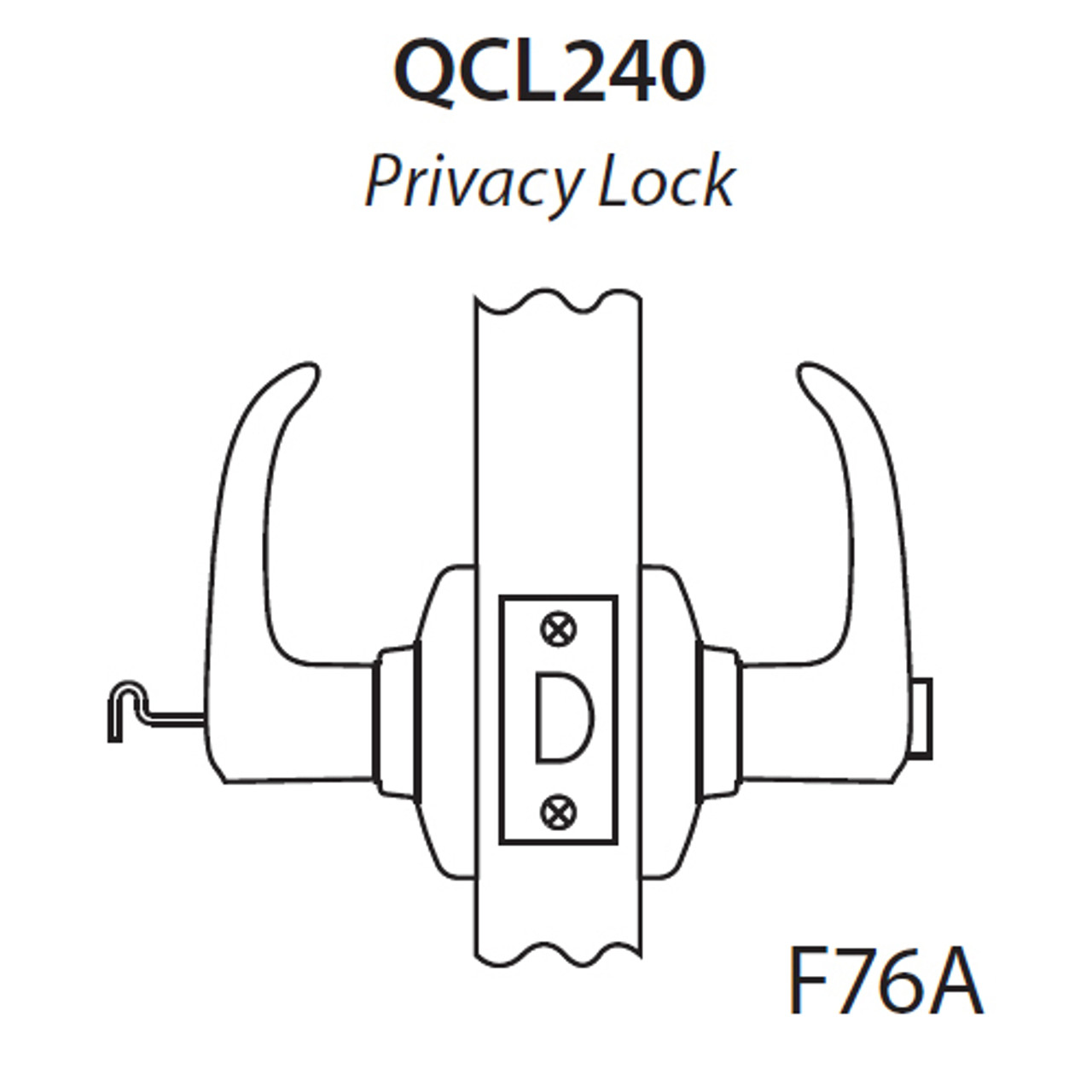 QCL240M605NOL118F Stanley QCL200 Series Cylindrical Privacy Lock with Summit Lever in Bright Brass