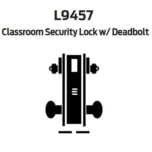 L9457P-18B-613, Schlage Classroom Security with Deadbolt, Mortise Lock, 18 Lever, B Rose, Oil Rubbed Bronze Finish
