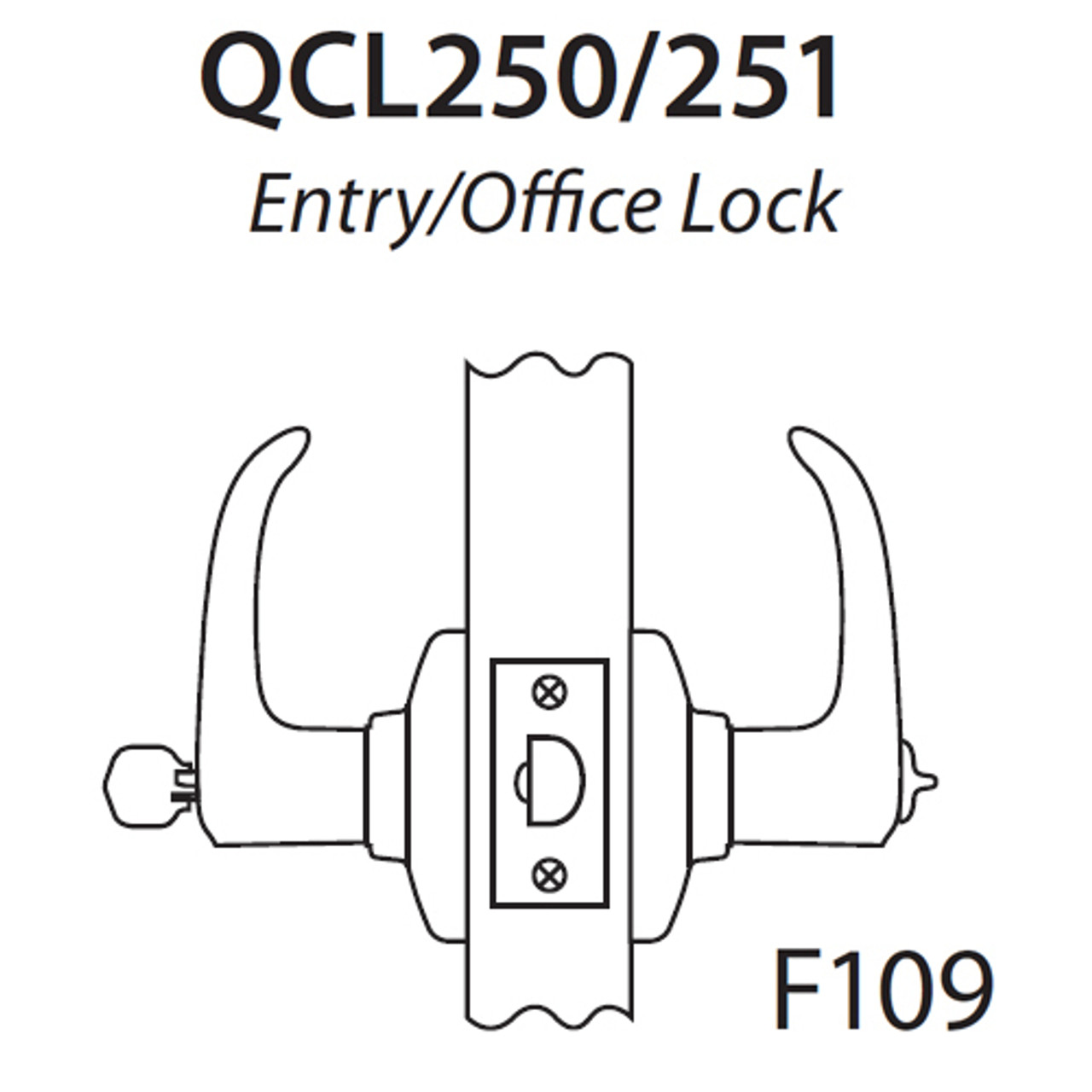 QCL250M625NS4478SLC Stanley QCL200 Series Less Cylinder Entrance Lock with Summit Lever in Bright Chrome
