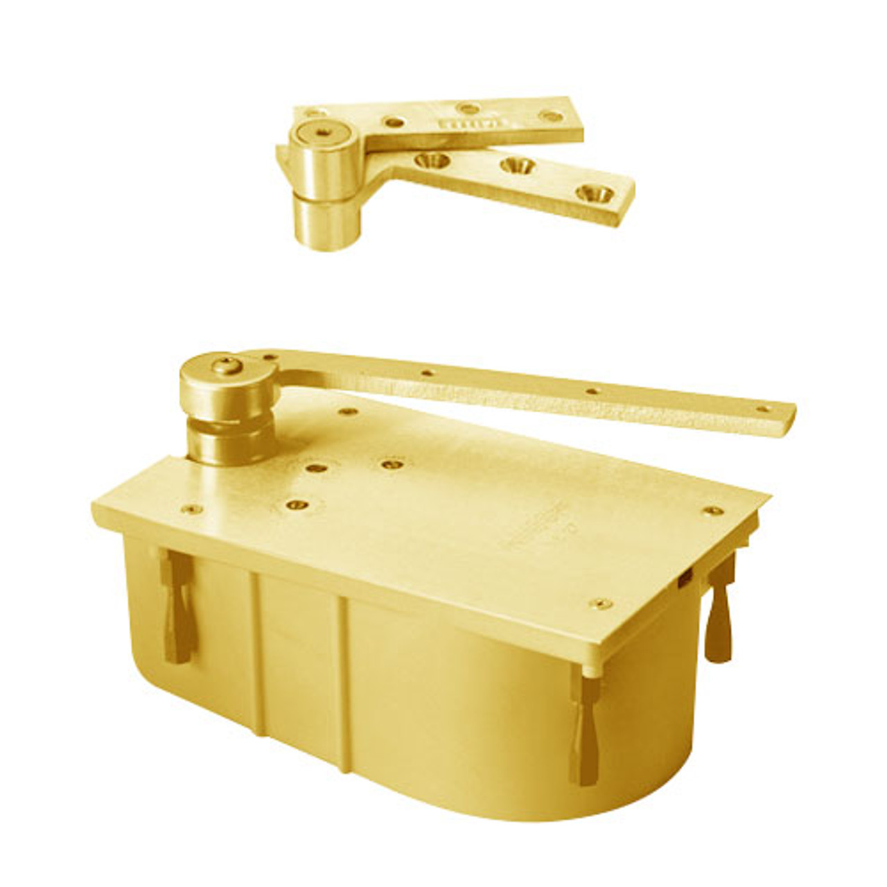 127-90N-LH-605 Rixson 127 Series Heavy Duty 3/4" Offset Hung Floor Closer in Bright Brass Finish