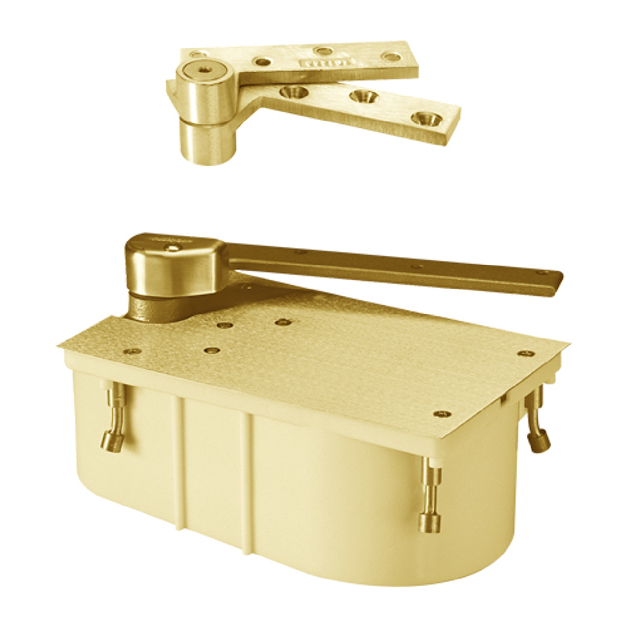 27-105N-1-1-2OS-LFP-LH-605 Rixson 27 Series Heavy Duty 1-1/2" Offset Hung Floor Closer in Bright Brass Finish