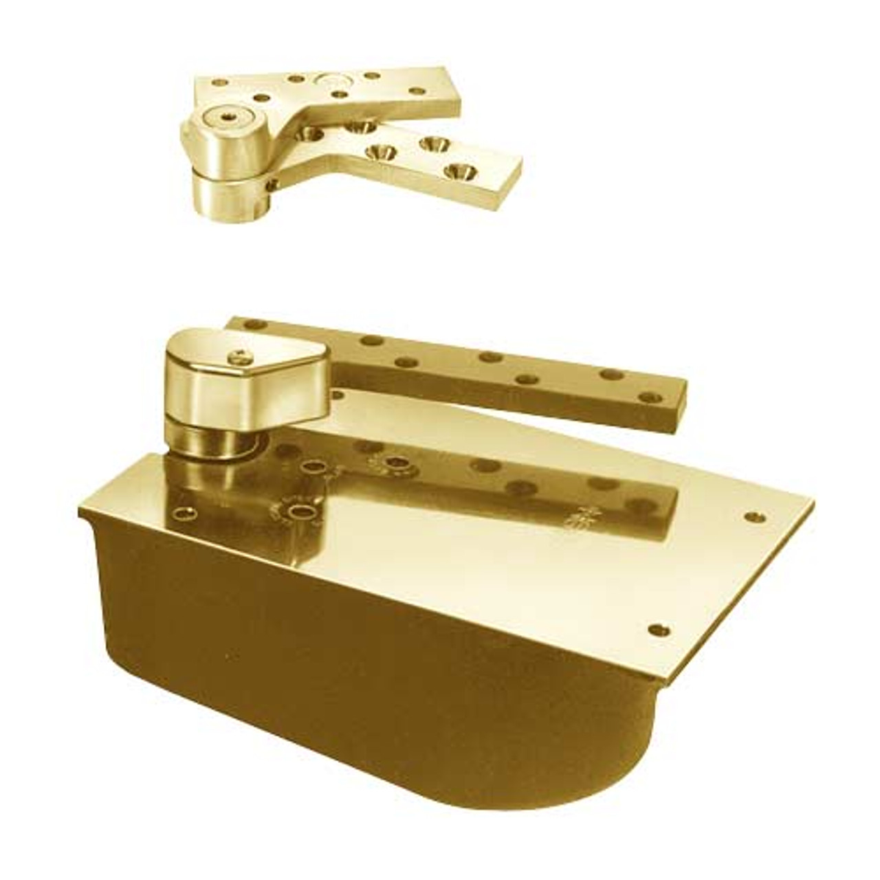 L27-85N-LH-605 Rixson 27 Series Extra Heavy Duty Lead Lined Offset Floor Closer in Bright Brass Finish