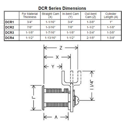Olympus DCR1-KD-US3 R Series Keyed Different Reversible Cam Lock in Bright Brass