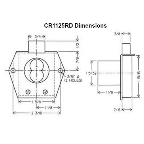 Olympus CR1125RD-RH-26D Cabinet Lock Corbin Russwin Removable Core in Satin Chrome