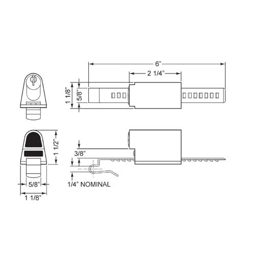 Olympus 829R-LC-26D Sliding Door Ratchet Cabinet Lock in Satin Chrome