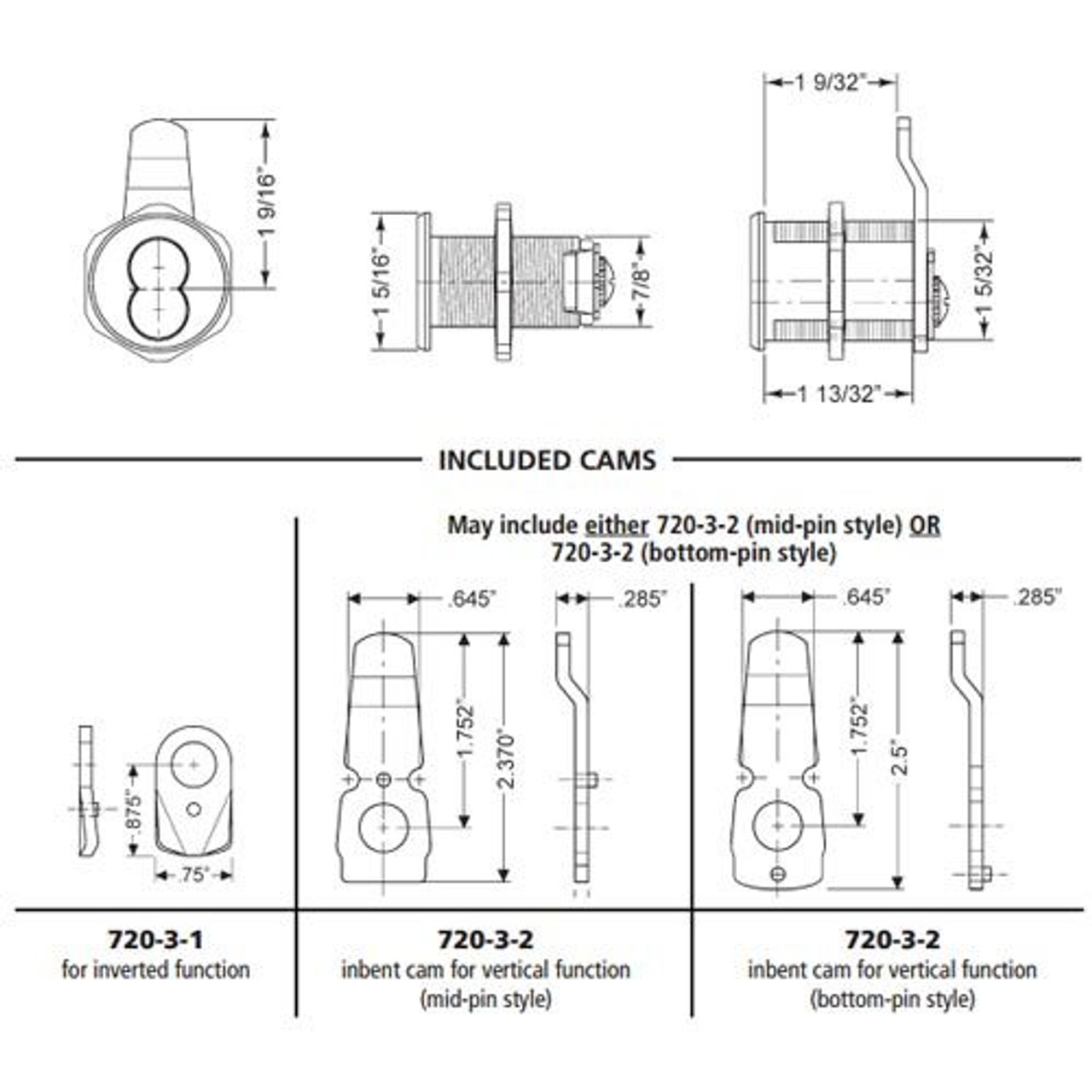 Olympus 720LM/DM-US4-IC Cam Lock for Removable Core in Satin Brass