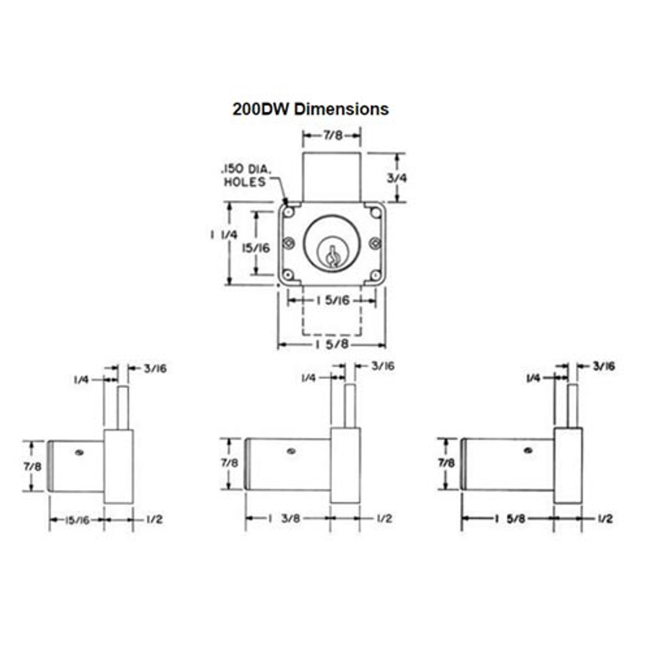 Olympus 200DW-KD-26D-7/8 N Series Drawer Deadbolt Cabinet Locks in Satin Chrome