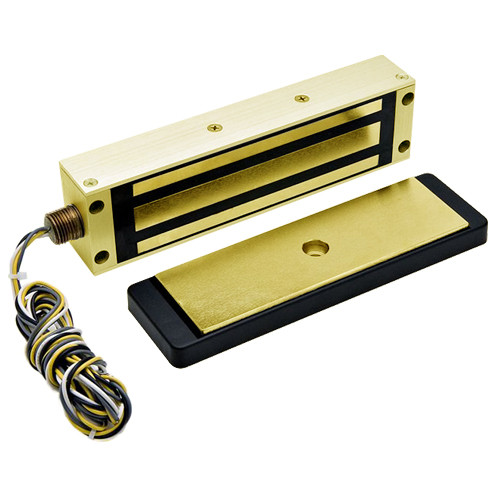 2013-US3-RWE DynaLock 2013 Series 1200 LB Holding Force Single Electromagnetic Gate Lock with Rear Wire Exit in Bright Brass