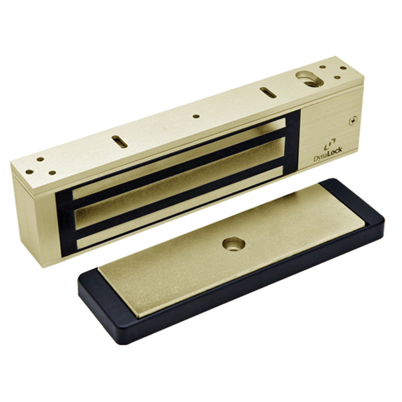 2011TJ20-US4-DSM DynaLock 2000 Series 1200 LB Holding Force Single Inswing Electromagnetic Lock with Door Status Switch in Satin Brass