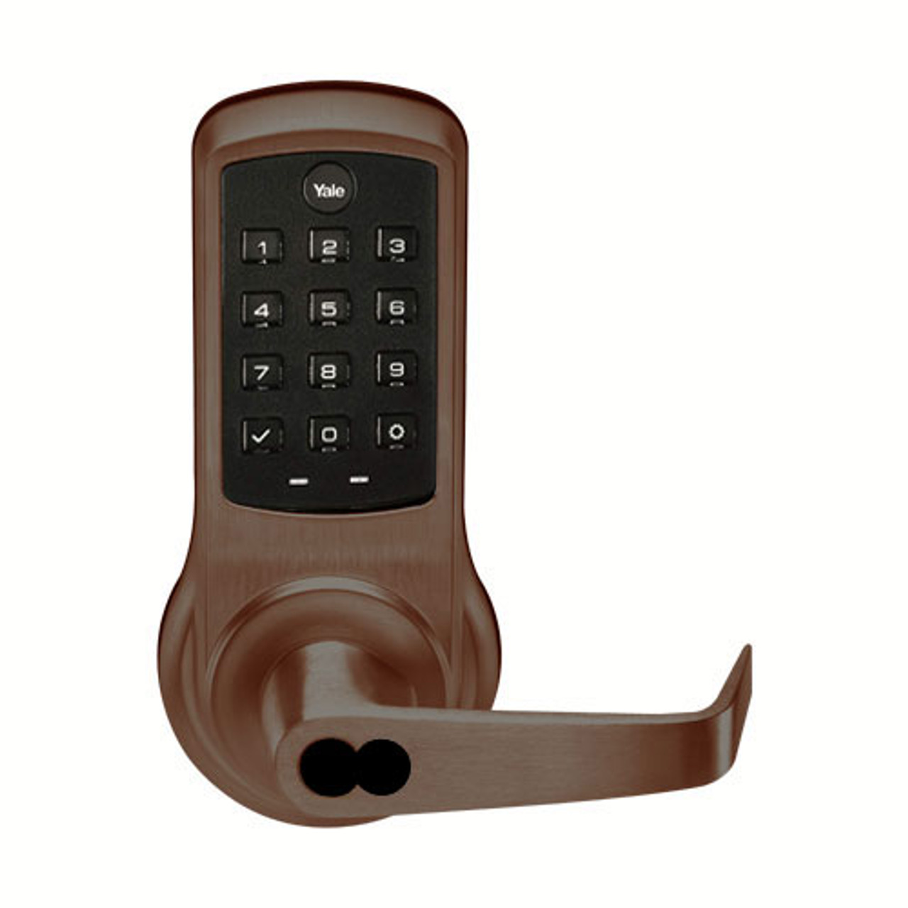 R-AU-NTB610-NR-613E Yale NexTouch Pushbutton Keypad Access Lock Corbin LFIC Less Core with Augusta Lever in Dark Oxidized Satin Bronze