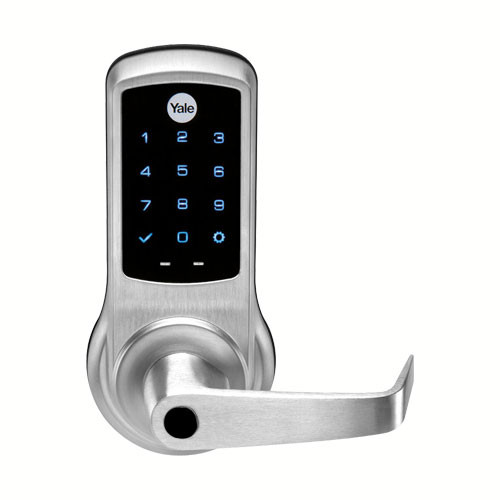 AU-NTB620-NR-626-LC Yale NexTouch Capacitive Touchscreen Access Lock Less Cylinder with Augusta Lever in Satin Chrome