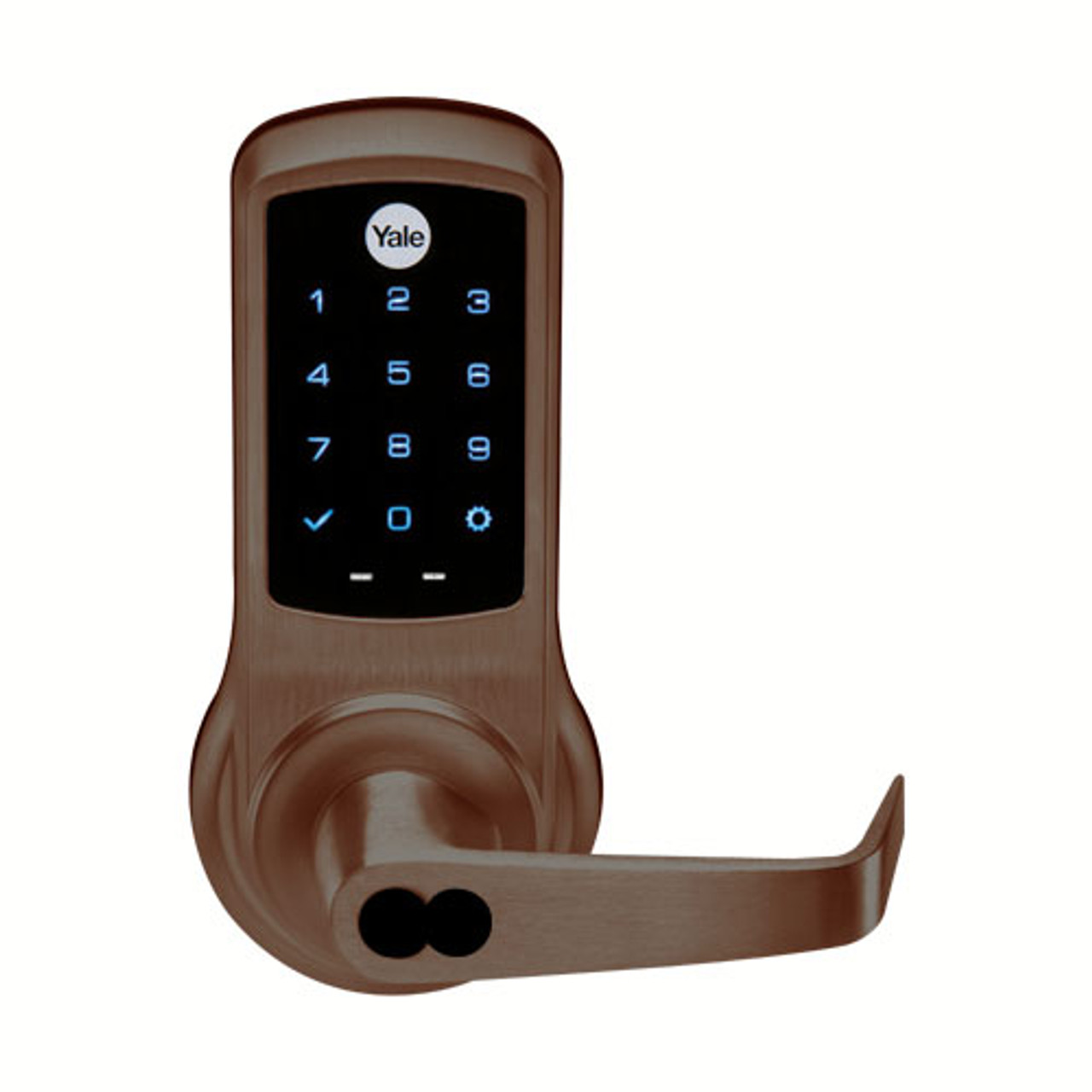 R-AU-NTB620-NR-613E Yale NexTouch Capacitive Touchscreen Access Lock Corbin LFIC Less Core with Augusta Lever in Dark Oxidized Satin Bronze