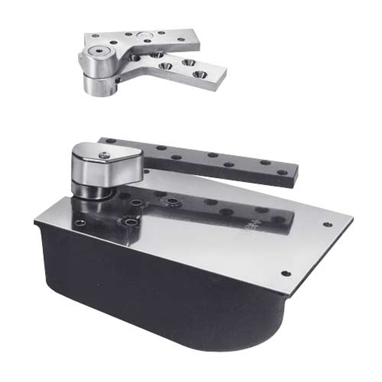 L27-90N-LFP-CWF-LH-3-626 Rixson 27 Series Extra Heavy Duty Lead Lined Offset Floor Closer in Satin Chrome Finish