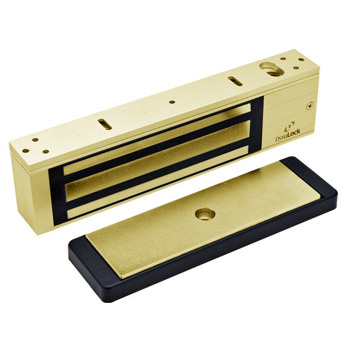 2011-US3-HSM DynaLock 2000 Series 1200 LB Holding Force Single Electromagnetic Lock with High Security Monitor in Bright Brass