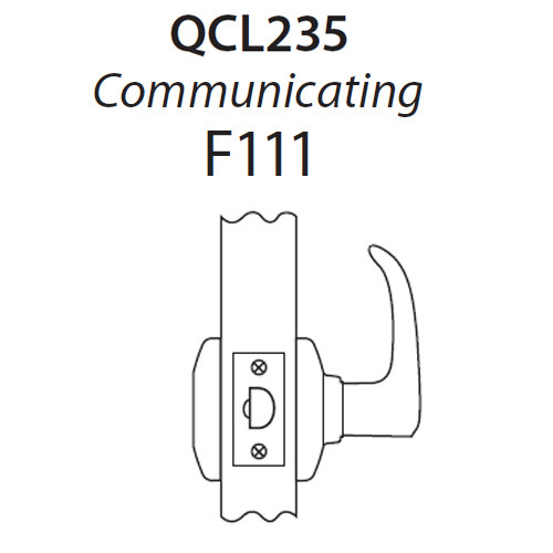 QCL235A605R8118F Stanley QCL200 Series Cylindrical Communicating Lock with Slate Lever in Bright Brass Finish