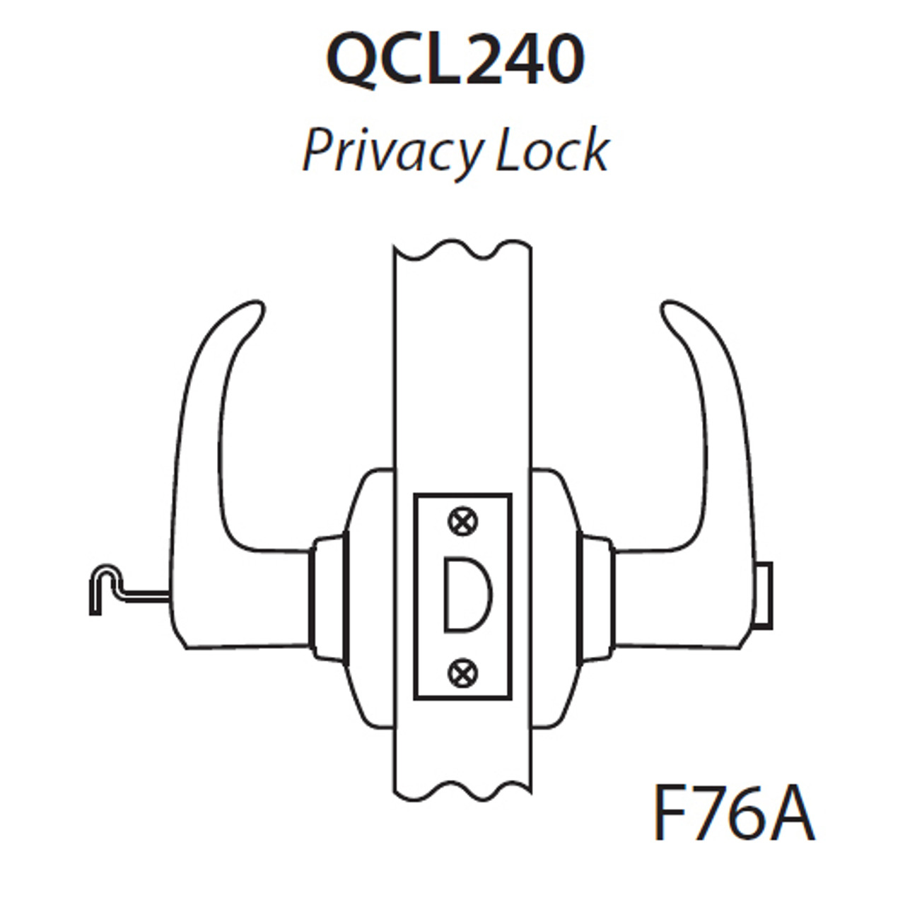 QCL240A605R8FLS Stanley QCL200 Series Cylindrical Privacy Lock with Slate Lever in Bright Brass Finish