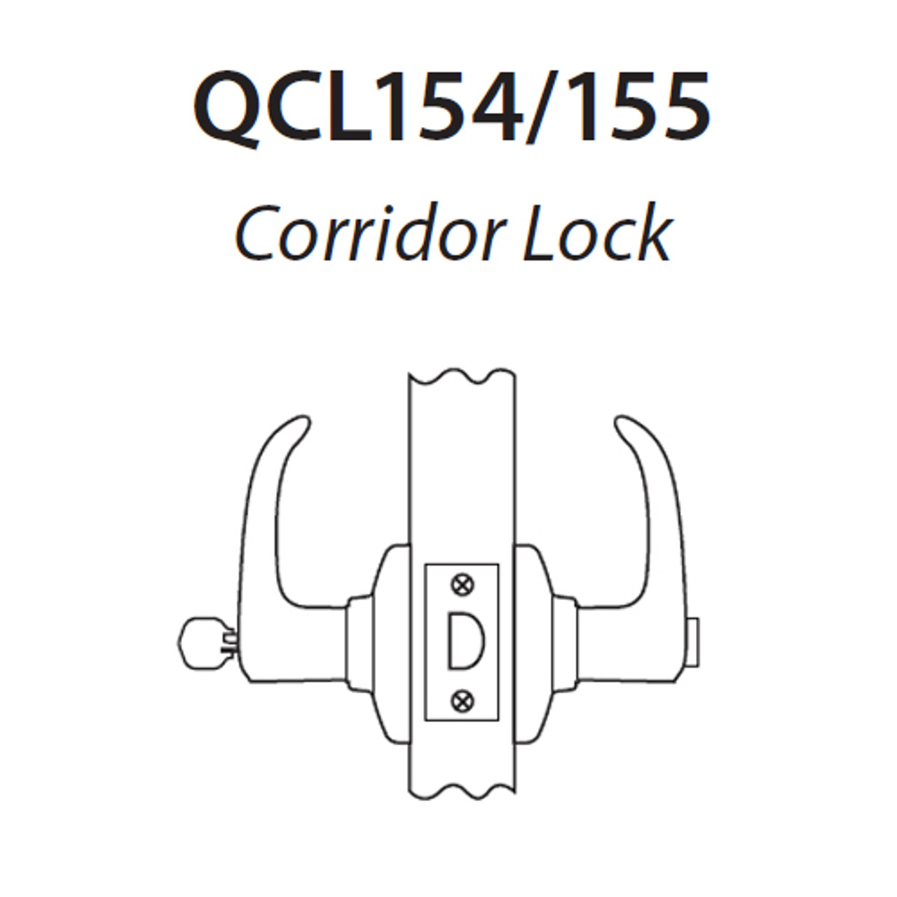QCL154E626S8118FSC Stanley QCL100 Series Schlage C Keyway Cylindrical Corridor Lock with Sierra Lever in Satin Chrome