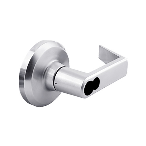 QCL161E625S8118FLC Stanley QCL100 Series Less Cylinder Classroom Lock with Sierra Lever Prepped for SFIC in Bright Chrome Finish