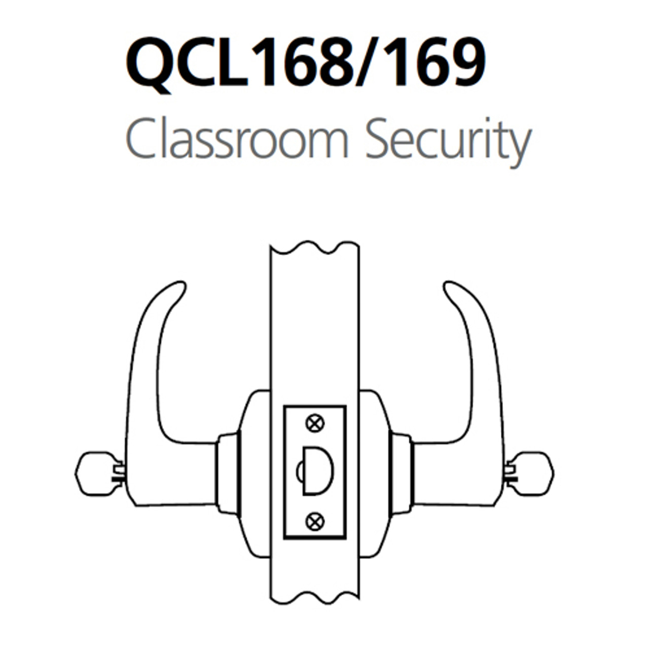 QCL169E626S4NOSBF Stanley QCL100 Series Ansi Strike Best F Keyway Classroom Security Lock with Sierra Lever Prepped for SFIC in Satin Chrome