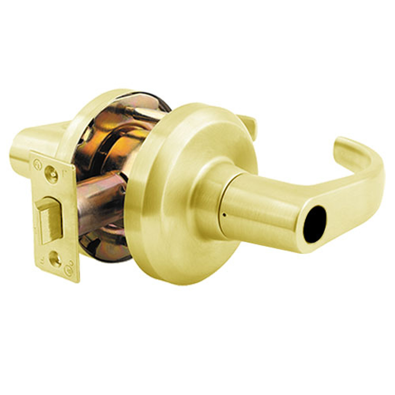 QCL150M605S4NOSLC Stanley QCL100 Series Less Cylinder Entrance Lock with Summit Lever in Bright Brass Finish