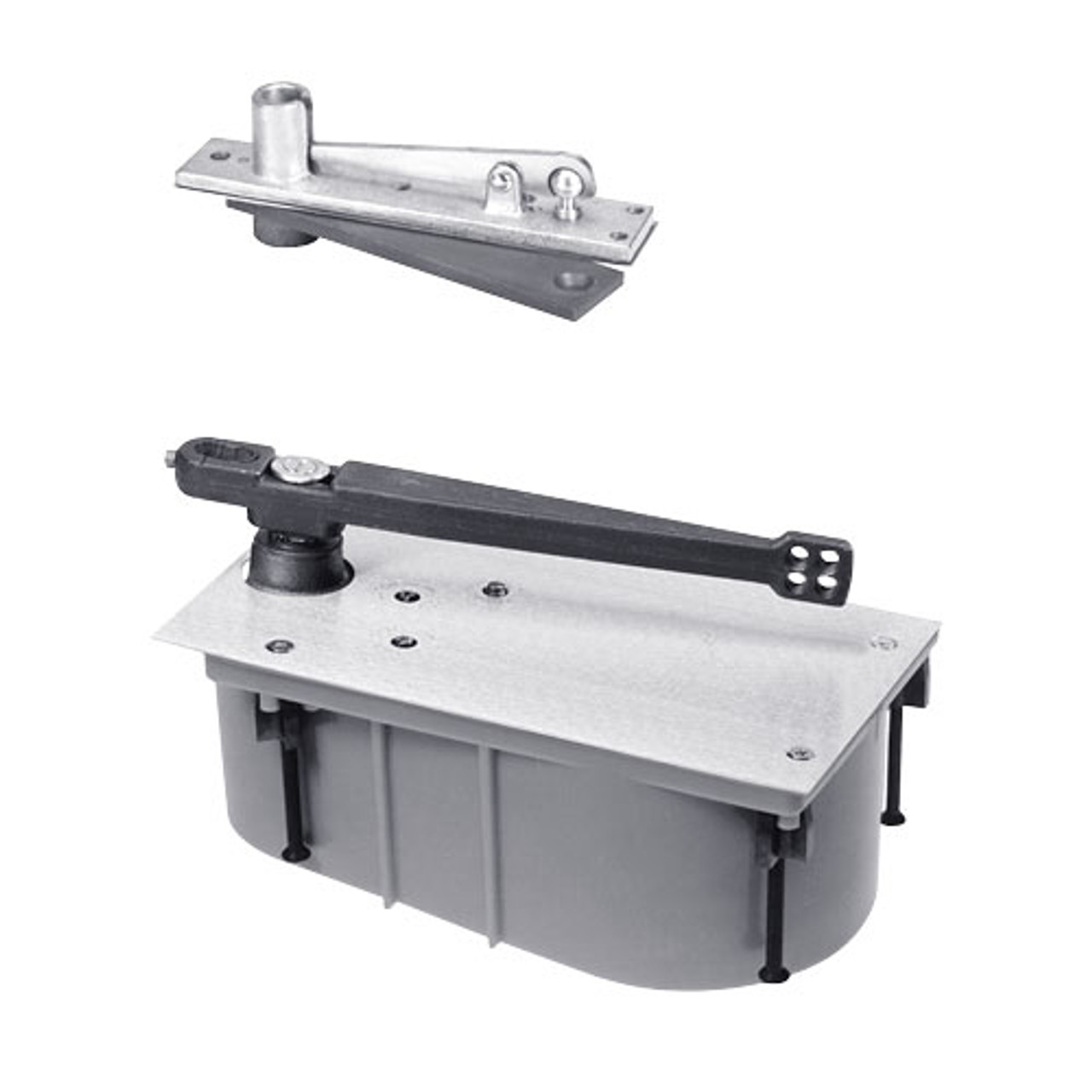28-85N-LFP-CWF-LH-625 Rixson 28 Series Heavy Duty Single Acting Center Hung Floor Closer in Bright Chrome Finish