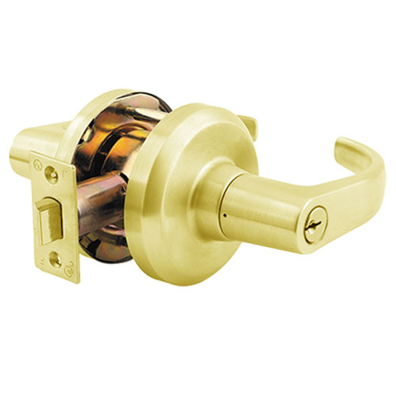 QCL150M605NOL118FSC Stanley QCL100 Series Schlage C Keyway Cylindrical Entrance Lock with Summit Lever in Bright Brass Finish