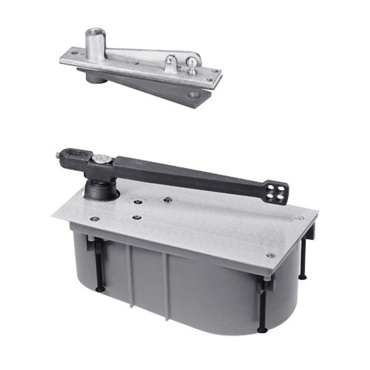 28-85S-LTP-LH-626 Rixson 28 Series Heavy Duty Single Acting Center Hung Floor Closer in Satin Chrome Finish