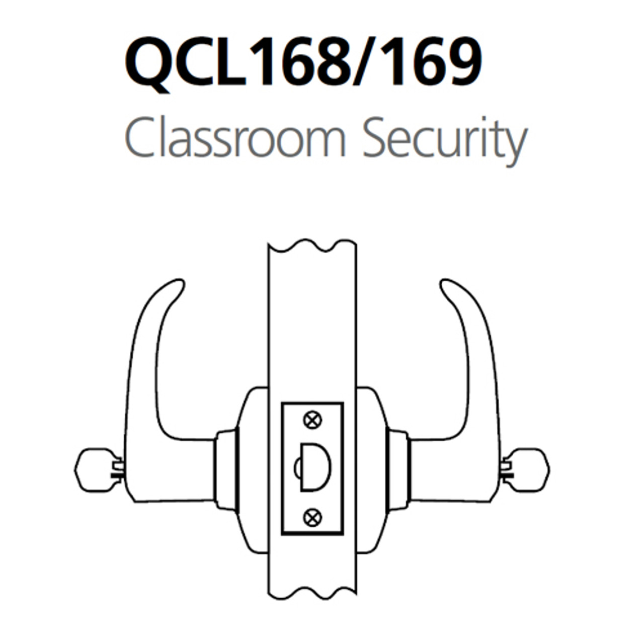 QCL168M626FS4118FSC Stanley QCL100 Series Schlage C Keyway Cylindrical Classroom Security Lock with Summit Lever in Satin Chrome