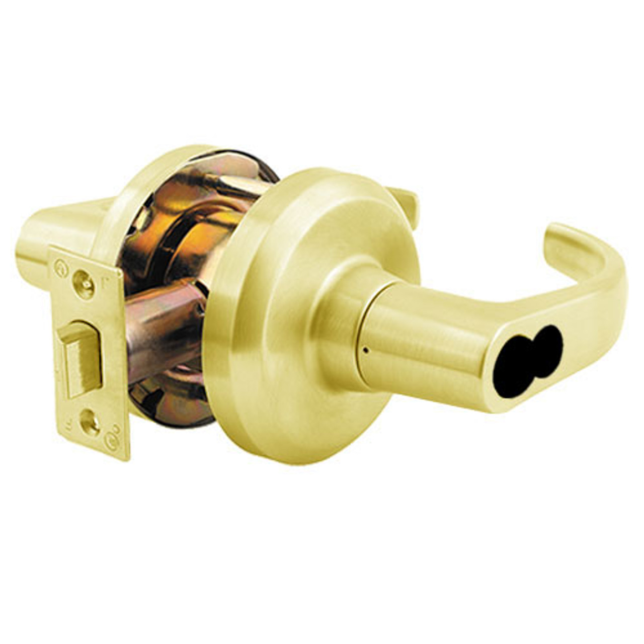 QCL151M605FS4118FLC Stanley QCL100 Series Less Cylinder Entrance Lock with Summit Lever Prepped for SFIC in Bright Brass Finish