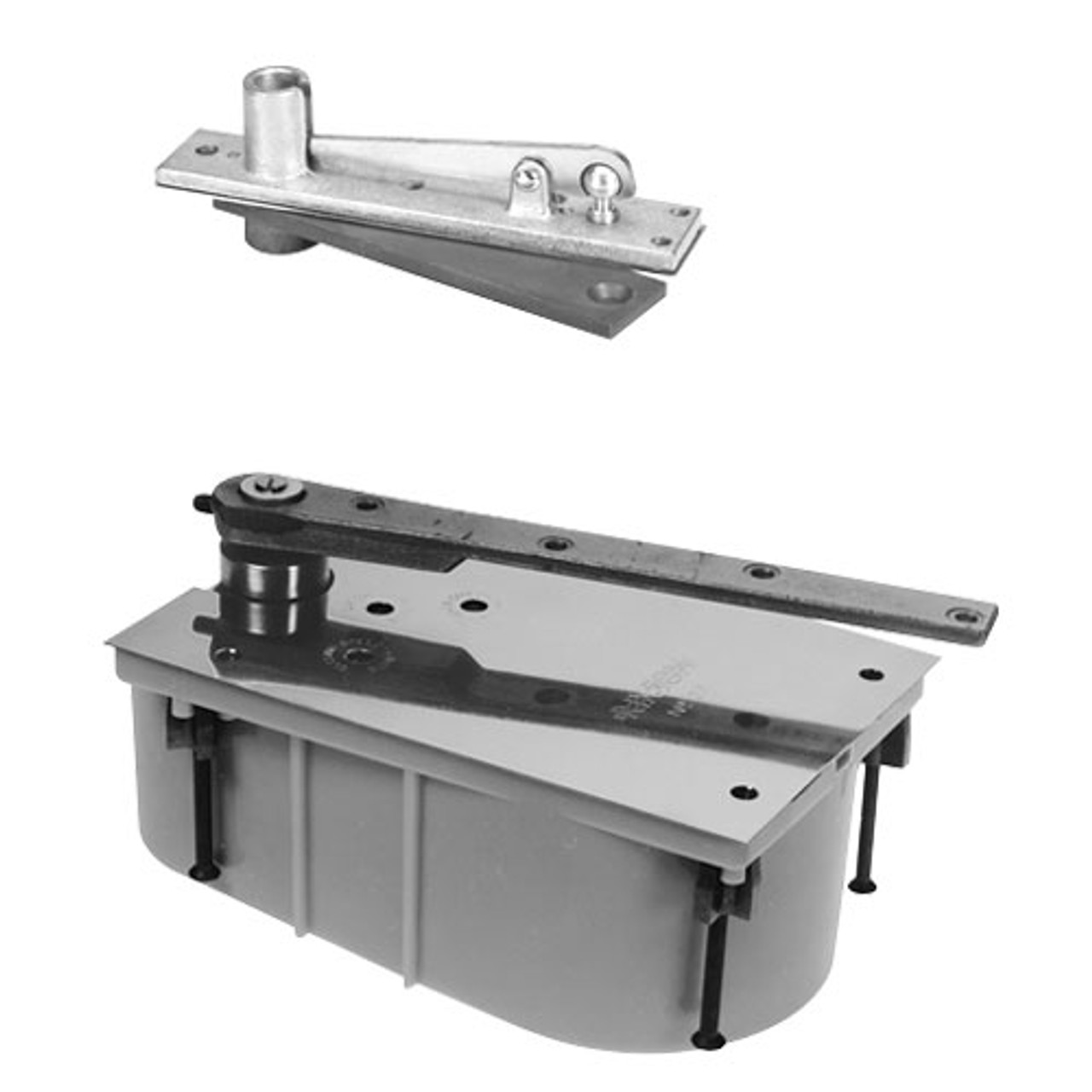 28-105S-554-LFP-LH-626 Rixson 28 Series Heavy Duty Single Acting Center Hung Floor Closer with Concealed Arm in Satin Chrome Finish