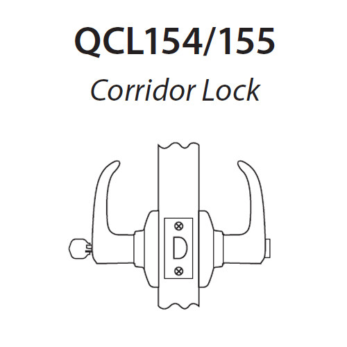 QCL155M625NOLNOSLC Stanley QCL100 Series Less Cylinder Corridor Lock with Summit Lever Prepped for SFIC in Bright Chrome