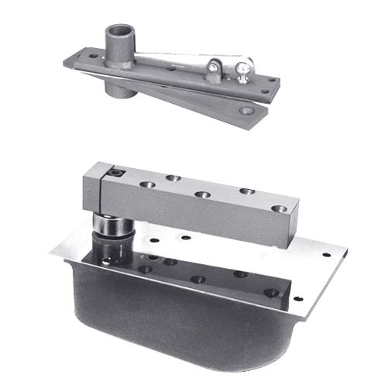 H28-105S-LH-625 Rixson 28 Series Heavy Duty Single Acting Center Hung Floor Closer in Bright Chrome Finish