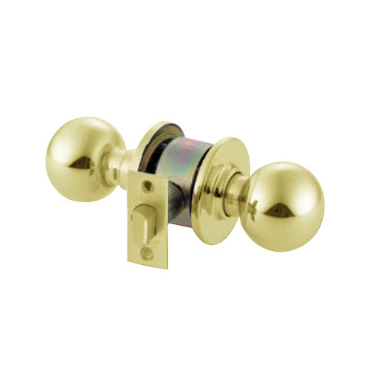 MK01-BD-03 Arrow Lock MK Series Non Keyed Cylindrical Locksets for Passage with BD Knob in Bright Brass Finish