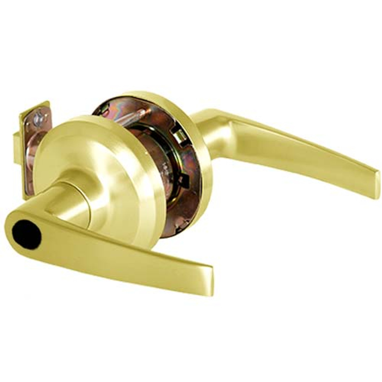 QCL150A605S4478SLC Stanley QCL100 Series Less Cylinder Entrance Lock with Slate Lever in Bright Brass Finish