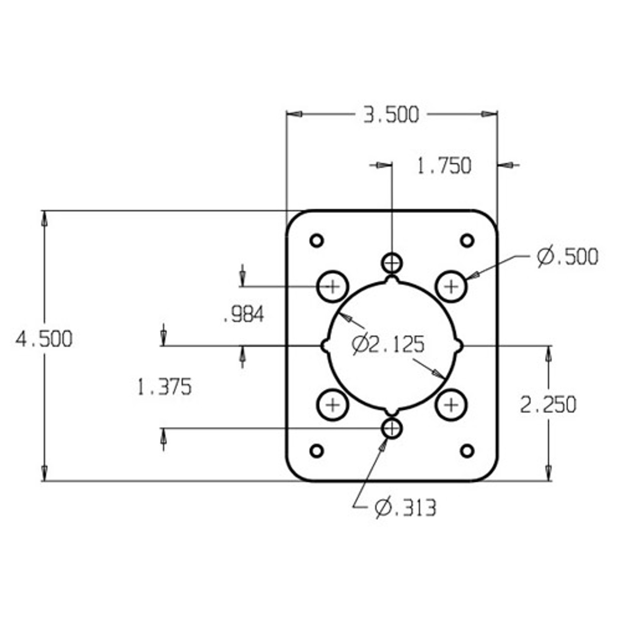 RP-13545-2-612 Don Jo Remodeler Plate for Lever Dimensional View