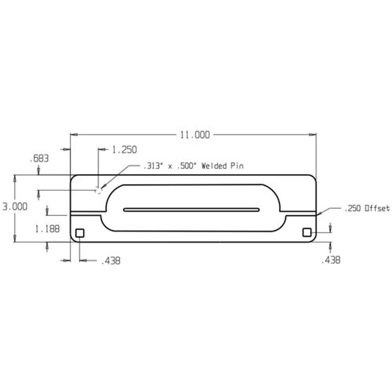 PMLP-111-630 Don Jo Latch Protector Dimensional View