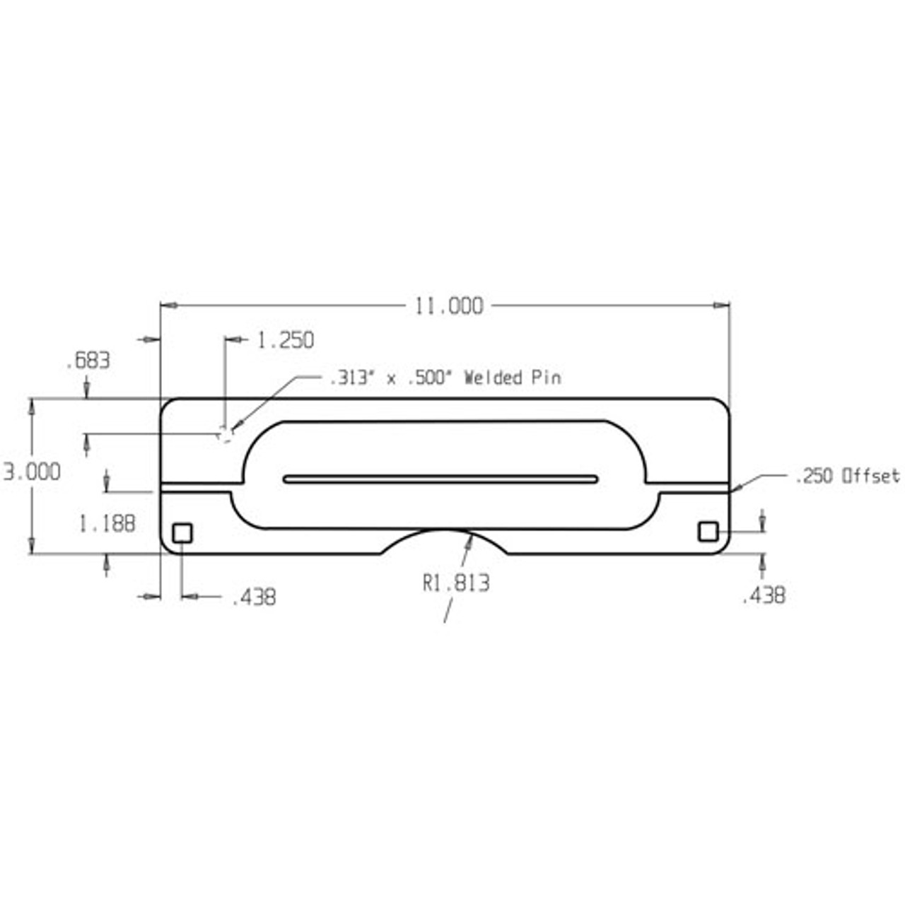 PLP-111-630 Don Jo Latch Protector Dimensional View